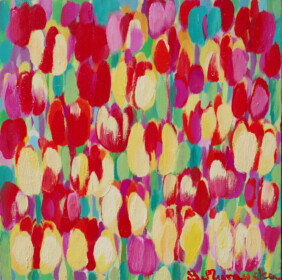 Obraz z kwiatami- tulipanami autorstwa Beaty Murawskiej