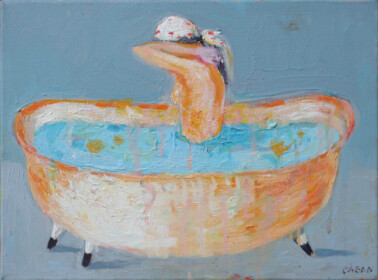 Obraz Jolanty Caban przedstawiający nagą kobietę w wannie