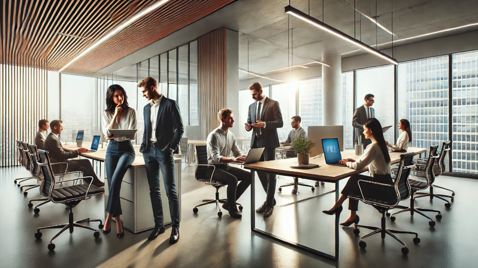 Wnętrze nowoczesnego biura przygotowanego pod kolekcję sztuki