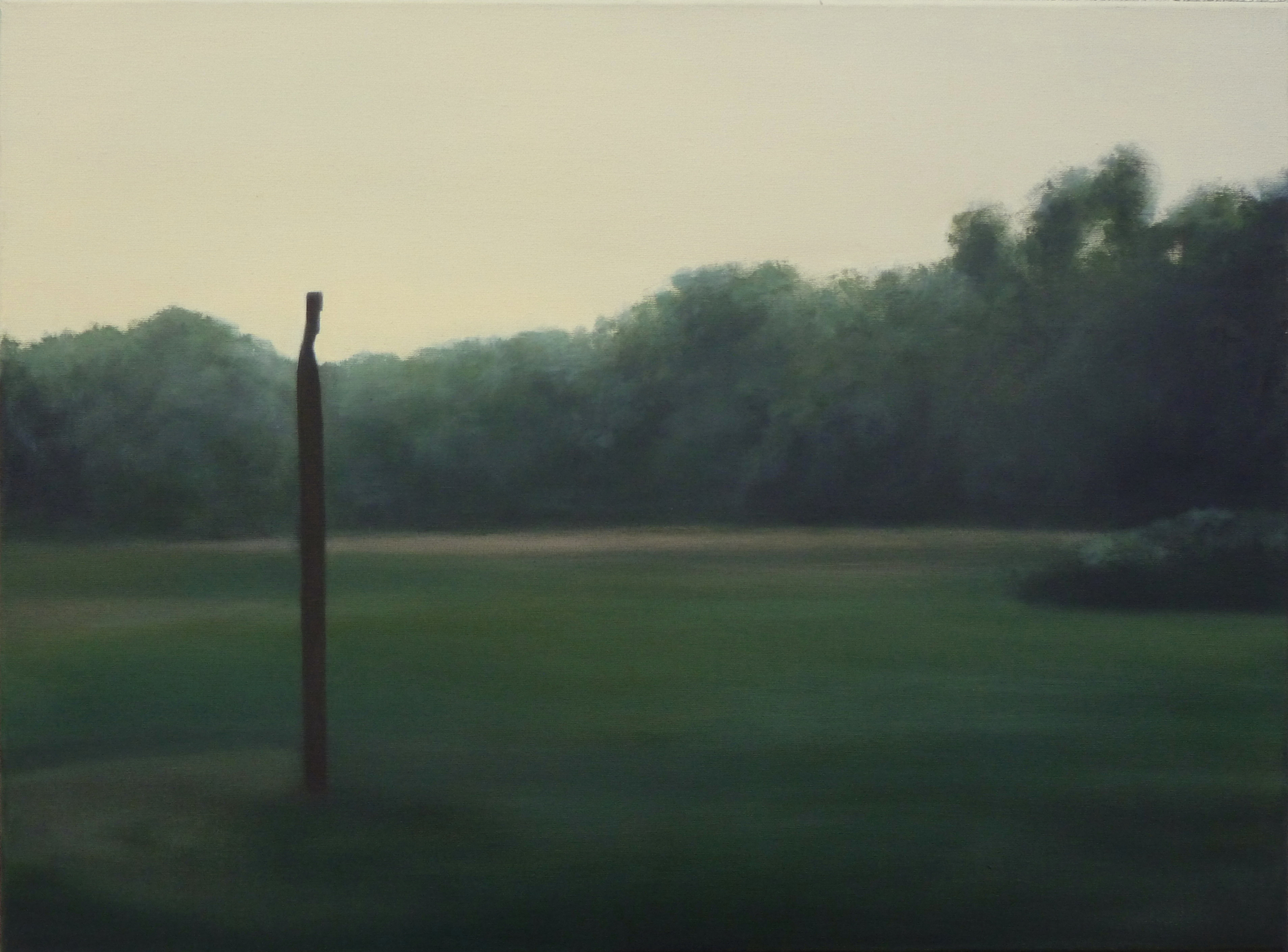 Mglisty pejzaż z linią drzew – obraz Magdaleny Laskowskiej, współczesne malarstwo pejzażowe