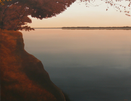 Pejzaż nad Wisłą o zachodzie – obraz Magdaleny Laskowskiej, malarstwo współczesne w Art Office