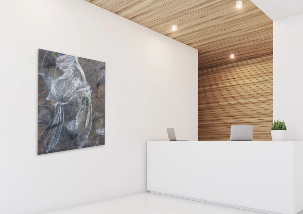 Obraz abstrakcja Gamida Ibadullayeva w recepcji nowoczesnego biura