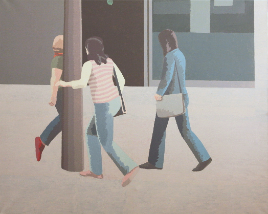 architektura, postać, ludzie, proste kształty, jednolite barwy, czyste kolory, dom, kobieta