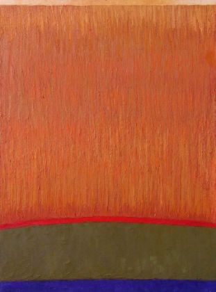 abstrakcja, pasy, czyste barwy, żywe ciepłe kolory, linie, czerwony, zielony, pomarańczowy, granatowy, ogień, trawa, natura