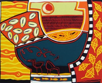 martwa natura w stylu etno, żółto -czerwona