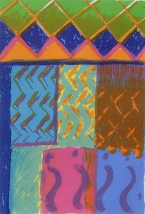 kompozycja różnokolorowa z geometrycznymi figurami