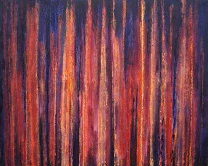 abstrakcja w fioletowo-czerwone pasy, abstrakcja w pasy czerwono-granatowe, czerwony, pomarańczowy, fioletowy, granatowy, kolor, drzewa, natura, landszaft, pejzaż, las, jesień