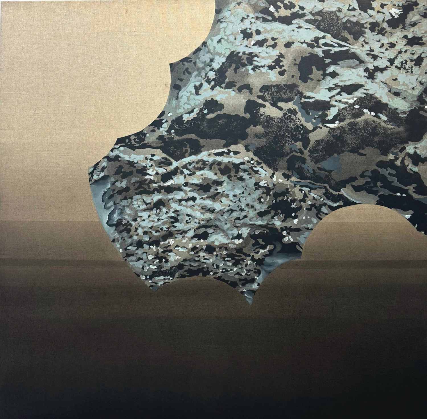 struktura przypominająca skałę na beżowo-brązowym tle