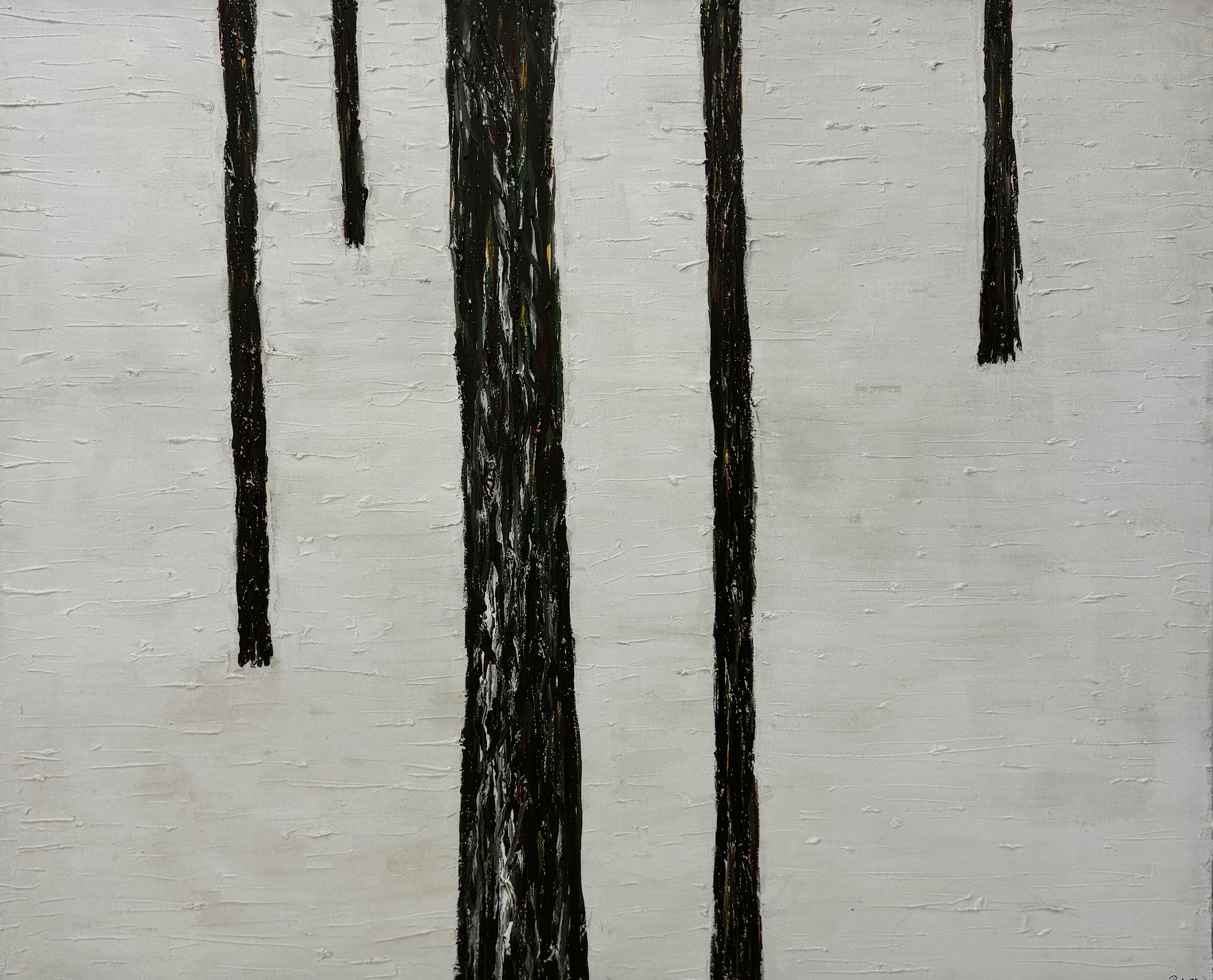 czarne pnie drzew na białym tle