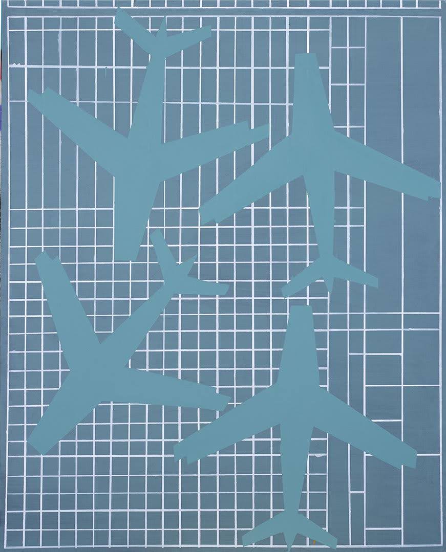 cztery naszkicowane samoloty na kratkowanym tle