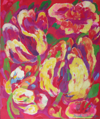 kwiaty tropikalne w jaskrawych kolorach