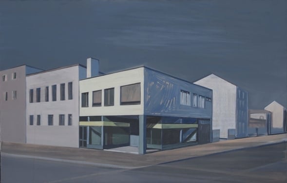 pejzaż miejski, róg ulicy z zabudową