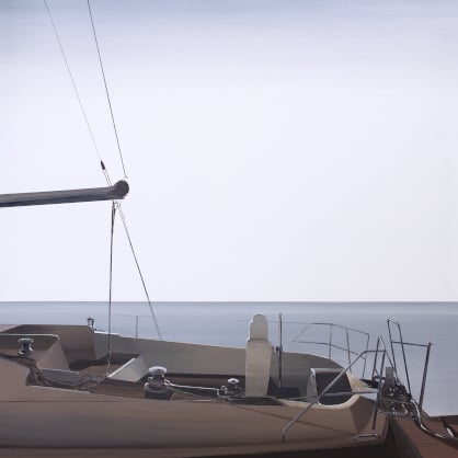 rufa i kokpit jachtu stojącego przy pomoście