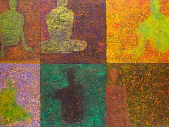 6 postaci w pozycji siedzącej