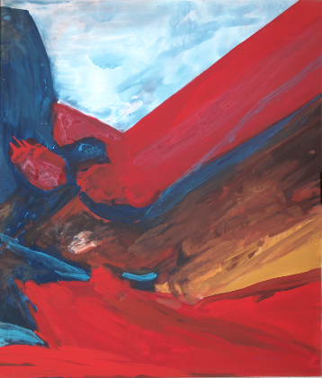 pejzaż minimalistyczny, dolina między górami