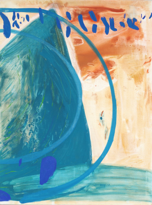 abstrakcja, niebieski, pomarańczowy, dyptyk