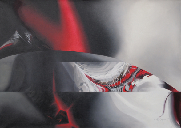 abstrakcja szaro-czerwona