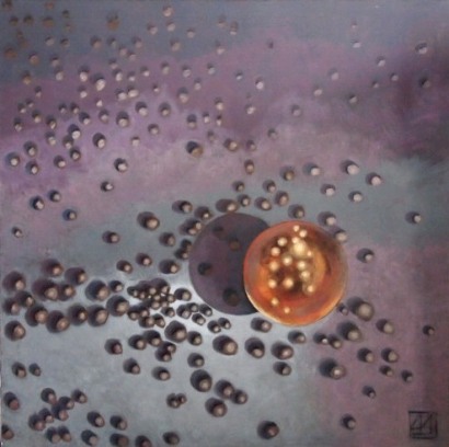 abstrakcja, krople, kule , stonowana kolorystyka