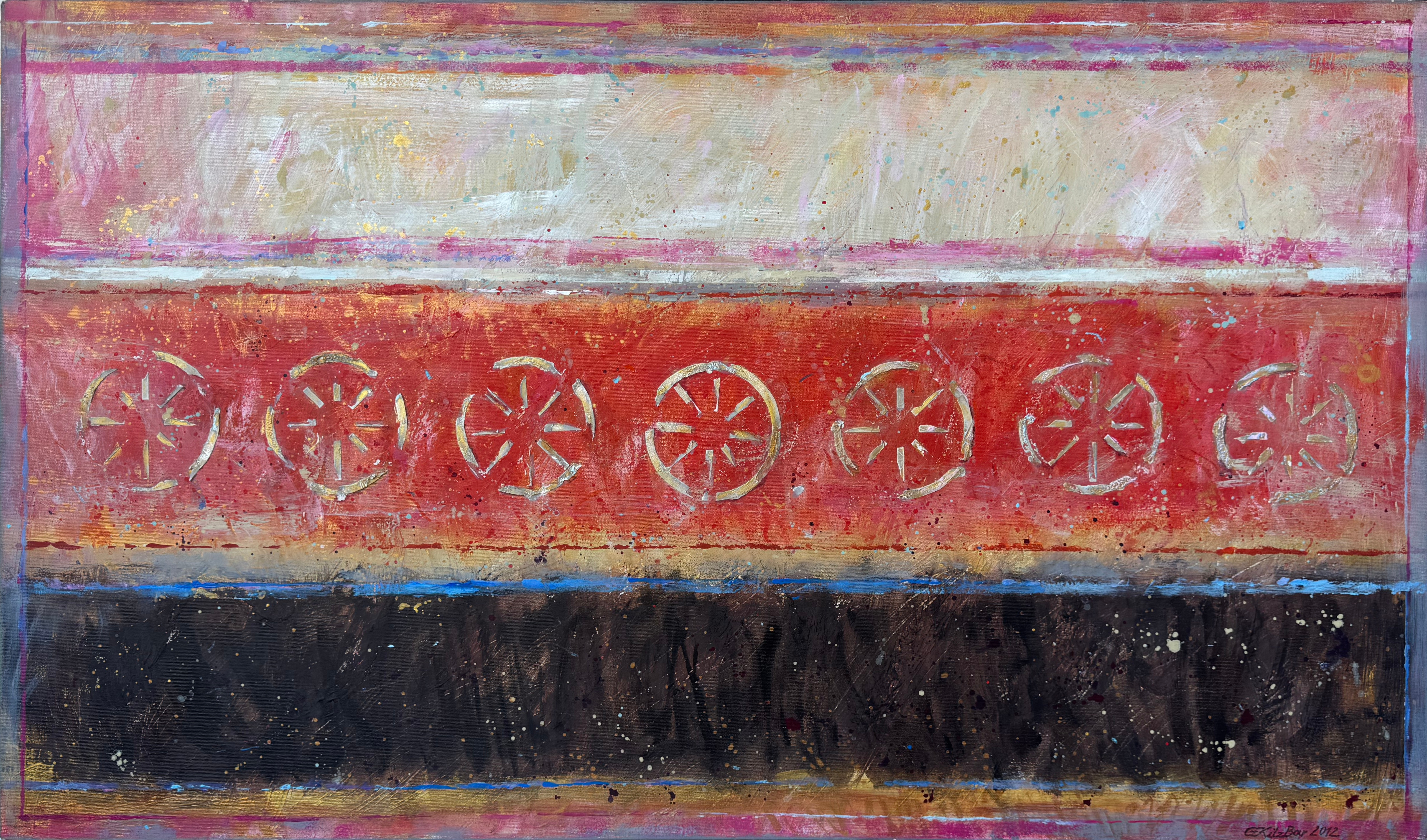 abstrakcja, pasy w 3 kolorach