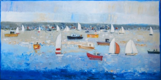 jezioro, żaglówki, łódki