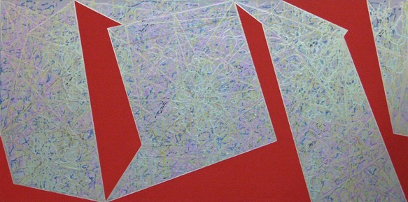 abstrakcja, geometryczne figury, czerwony, biały, marmurowy wzór, proste linie