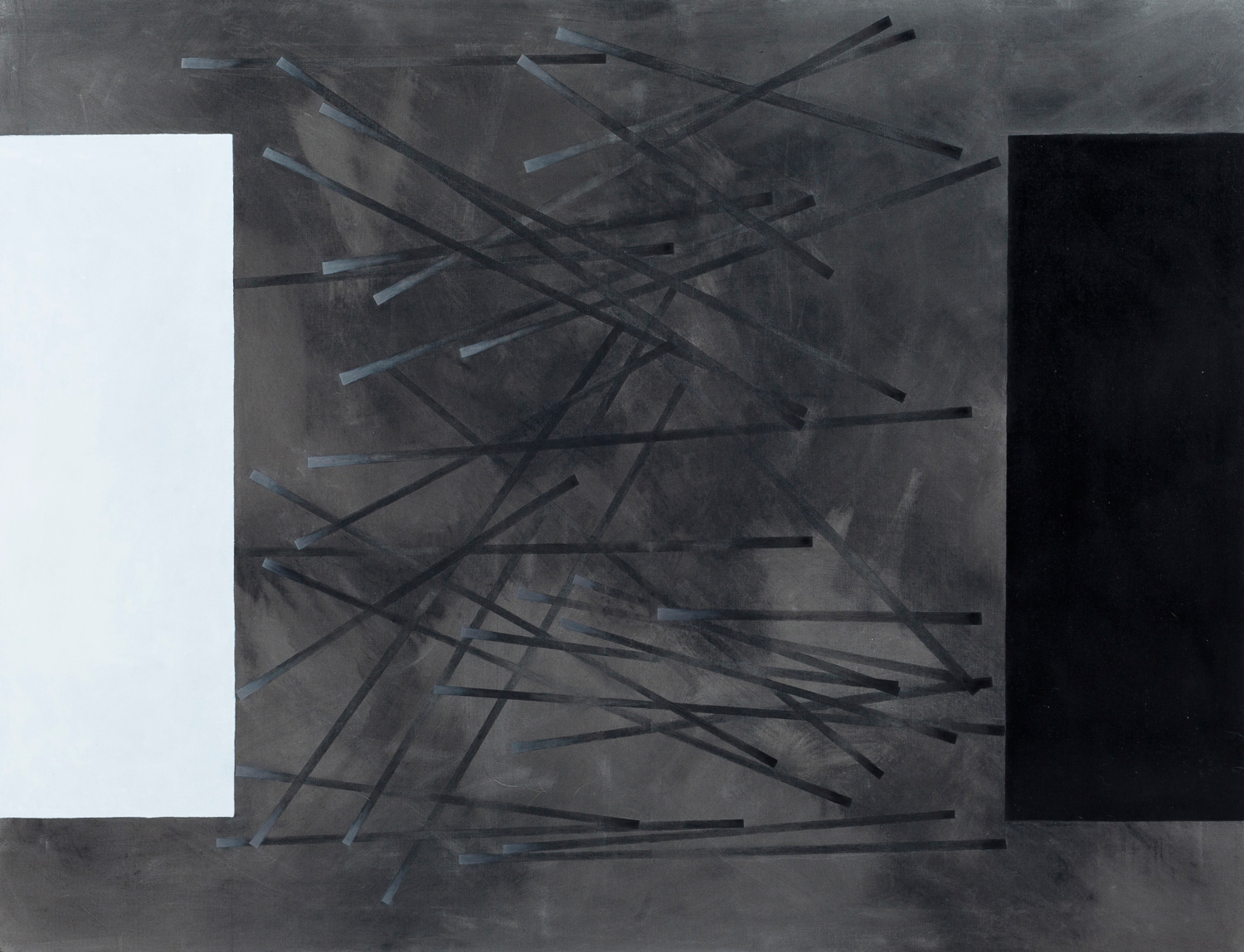 kreski na ciemno-szarym tle, prostokąty, czerń i biel, geometryczna abstrakcja