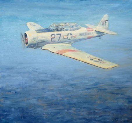 samolot śmigłowy w locie, niebo, woda, lotnictwo