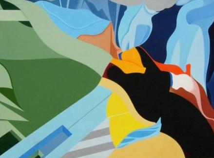 abstrakcja w kontrastujących kolorach, czyste barwy, jednolite kolory, nasycone,, prosta kreska