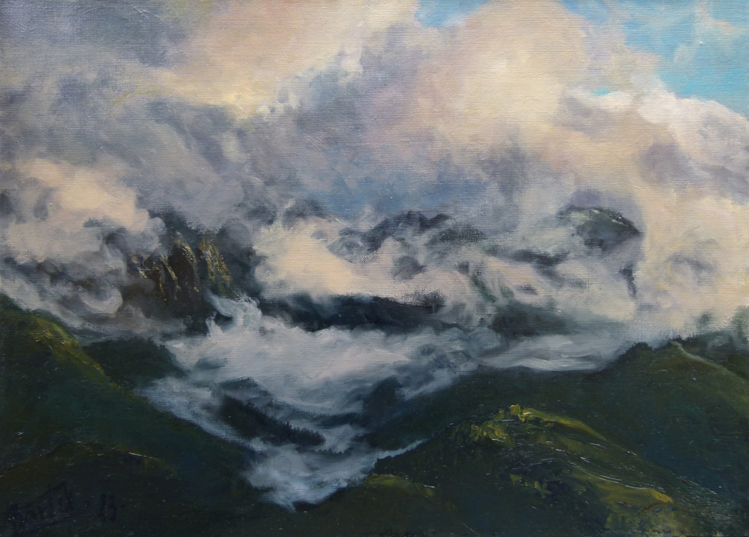 Widok na Tatry Zachodnie przykryte warstwą chmur