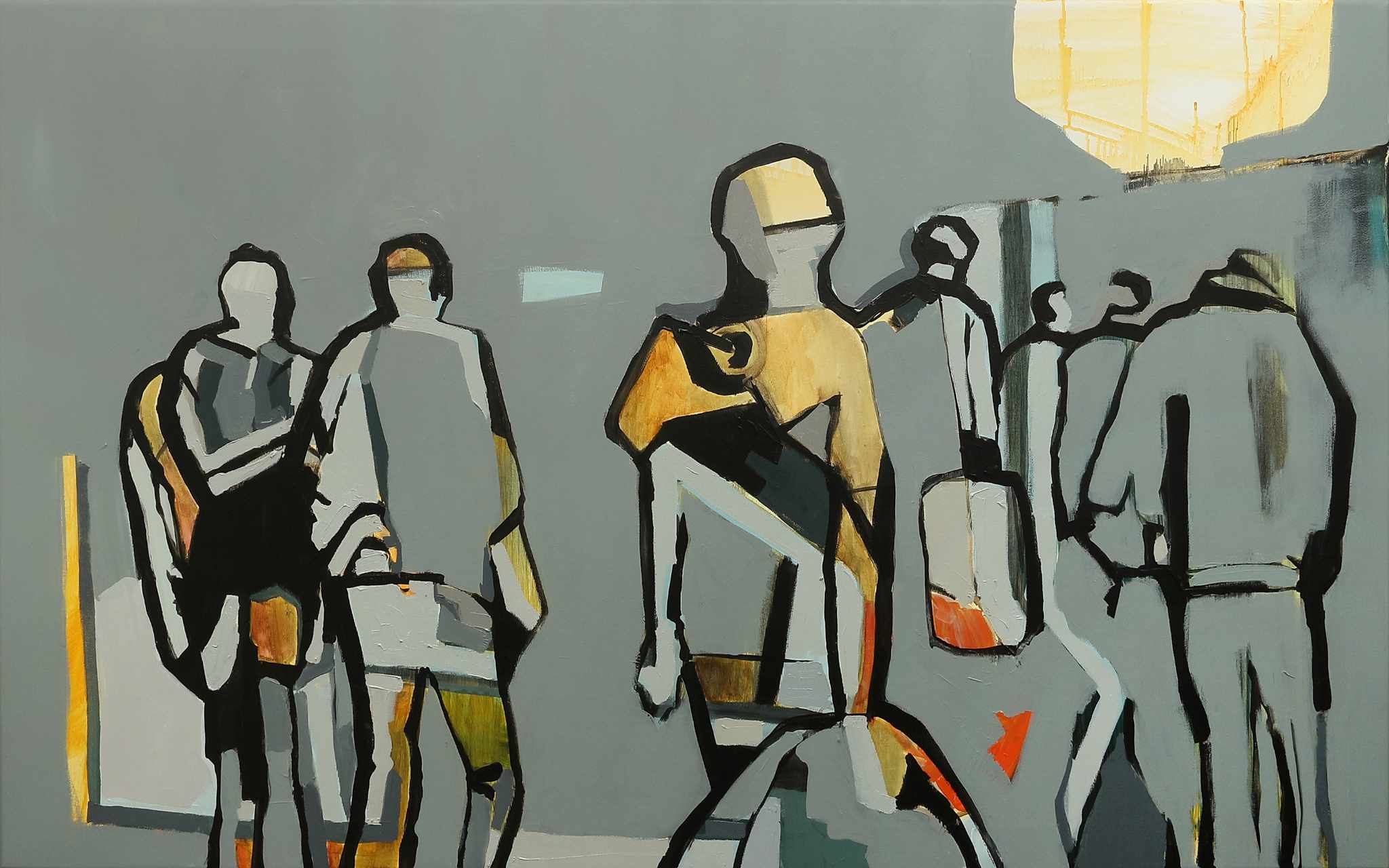 idące postacie ludzkie, sylwetki naszkicowane