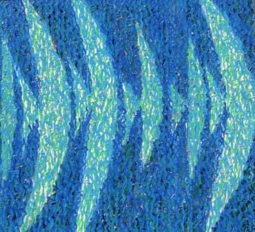 ryby o geometrycznych kształtach płynące w szeregu