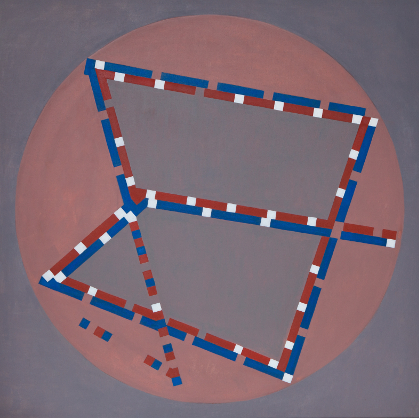 kompozycja geometryczna z kołem i trapezami