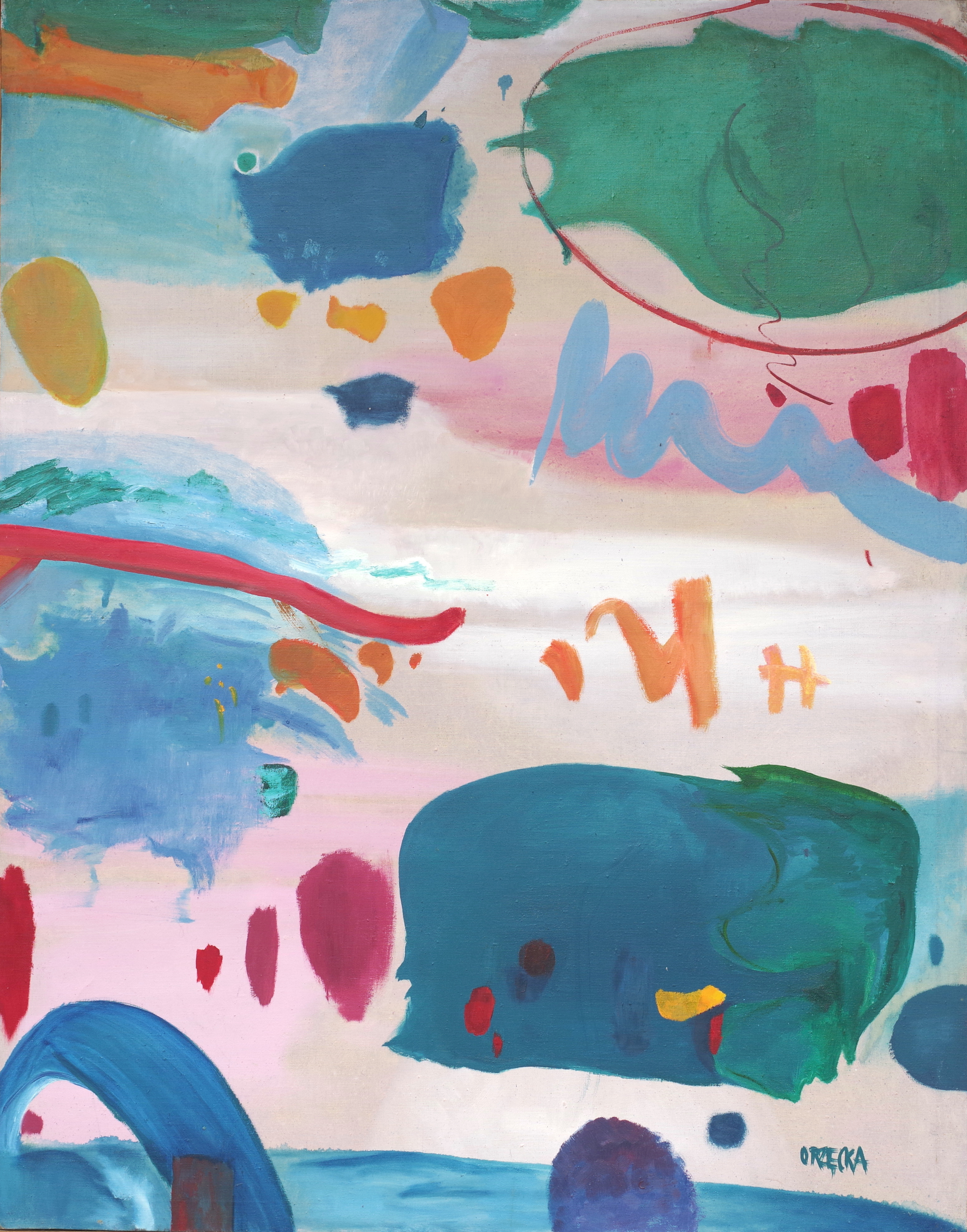 wielobarwna abstrakcja, plamy kolorowej farby w różnych kształtach