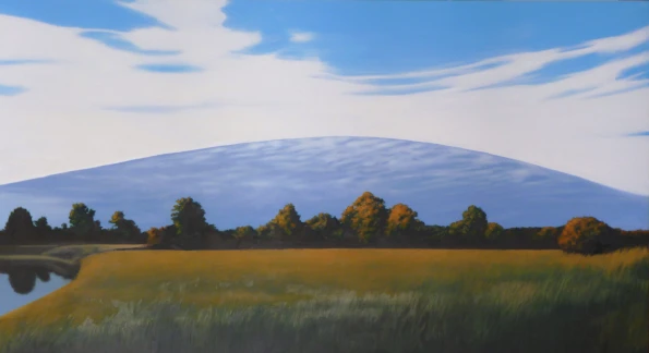 Pejzaż jesienny z błękitnym niebem – obraz Magdaleny Laskowskiej, malarstwo współczesne w Art Office