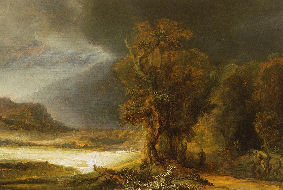 Pejzaż klasyczny autorstwa Rembrandta z polskich zbiorów narodowych