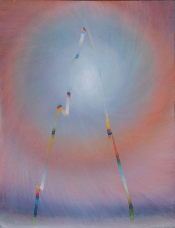 obraz abstrakcyjny kolorowy z motywem koła i promienistych linii