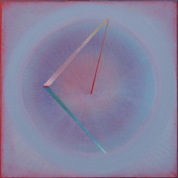 kolorowy obraz z motywem koła w odcieniach błękitów i różów