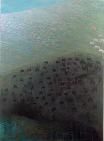 Obraz na płótnie przedstawiający pejzaż ze zwięrzętami autorstwa Jolanty Johnsson